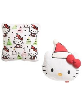Hello Kitty Sanrio 2 pk. Square Pillow with Shaped Head Pillow Set (NWT)